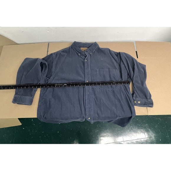 VTG Reel legends Blue long sleeve corduroy button up shirt Sz LARGE - Picture 8 of 8